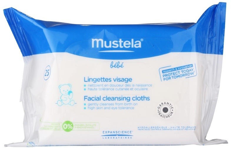 Mustela Bébé Toillete tisztító törlőkendő az arcra  25 db