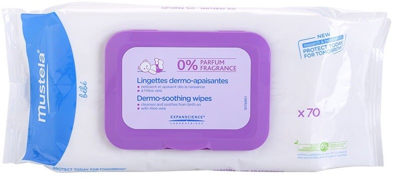 Mustela Bébé Change tisztító törlőkendő parfümmentes  70 db