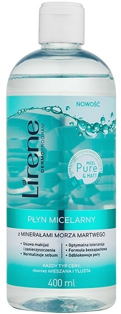 Lirene Micel Pure Matt micelláris víz Holt-tenger ásványaival  400 ml