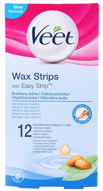 Veet Wax Strips szőrtelenítő gyantacsík az érzékeny bőrre  12 db