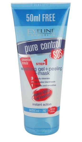 Eveline Cosmetics Pure Control tisztító gél 3 in 1  200 ml