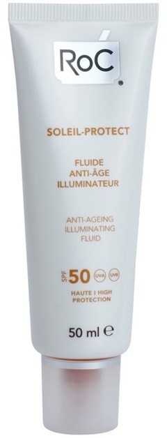 RoC Soleil Protect védő és élénkítő fluid a bőr öregedése ellen SPF 50  50 ml