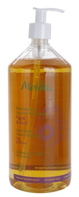 Melvita Hair extra enyhe tusoló sampon hajra és a testre Fig & Kiwi 1000 ml