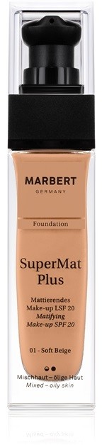 Marbert SuperMatPlus mattító make-up SPF 20 árnyalat 01 Soft Beige 30 ml