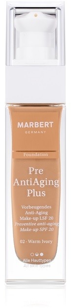 Marbert PreAntiAgingPlus make-up a bőr öregedése ellen SPF 20 árnyalat 02 Warm Ivory 30 ml