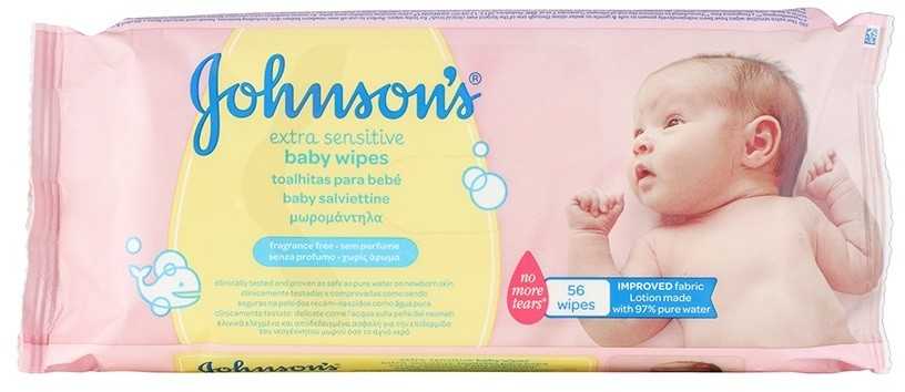 Johnson's Baby Diapering extra finom nedves törlőkendő tisztításra gyermekeknek  56 db