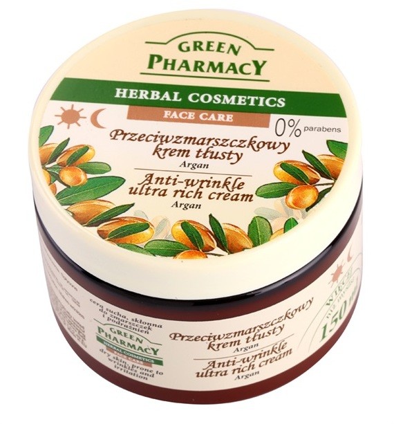 Green Pharmacy Face Care Argan tápláló ráncok elleni krém száraz bőrre  150 ml
