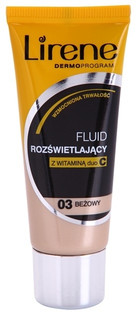 Lirene Vitamin C bőrvilágosító make-up fluid a hosszan tartó hatásért árnyalat 03 Beige 30 ml