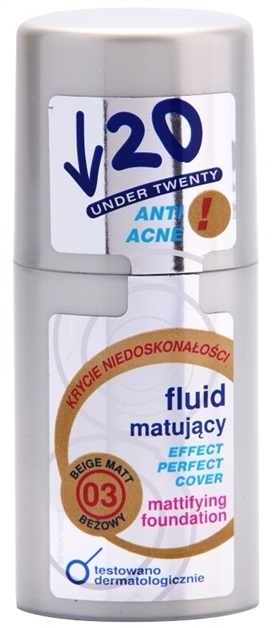 Under Twenty ANTI! ACNE mattító make-up SPF 10 árnyalat 03 Beige Matt 30 ml