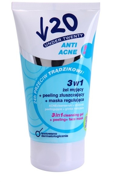 Under Twenty ANTI! ACNE tisztító gél, peeling és arcmaszk 3 az 1-ben  150 ml