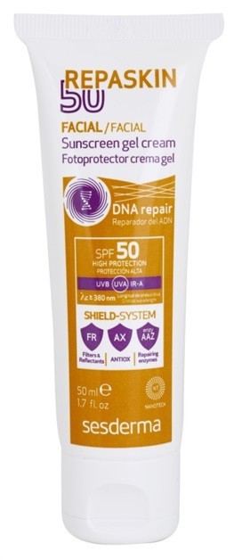 Sesderma Repaskin 50 napozó géles krém az arcra SPF 50  50 ml