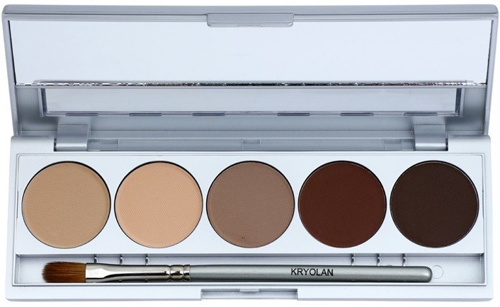 Kryolan Basic Eyes 5 színt tartalmazó szemhéjfesték paletta  tükörrel és aplikátorral árnyalat Muscat Matt 7,5 g