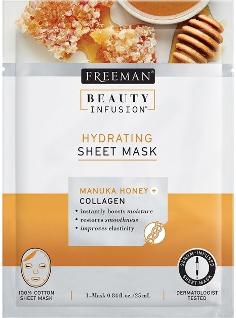 Freeman Beauty Infusion Manuka Honey + Collagen hidratáló szövetmaszk minden bőrtípusra  25 ml