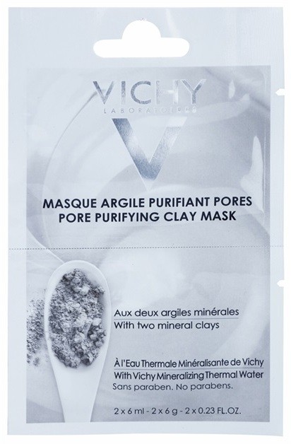 Vichy Mineral Masks tisztító agyagos arcmaszk kis csomagolás  2 x 6 ml