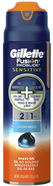 Gillette Fusion Proglide Sensitive borotválkozási gél 2 az 1-ben Ocean Breeze  170 ml