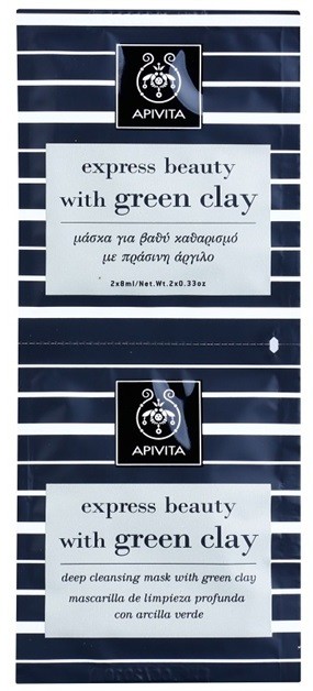 Apivita Express Beauty Green Clay mélytisztító arcmaszk  2 x 8 ml