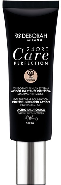 Deborah Milano 24Ore Care Perfection hosszan tartó make-up SPF 20 árnyalat 02 Beige 30 ml