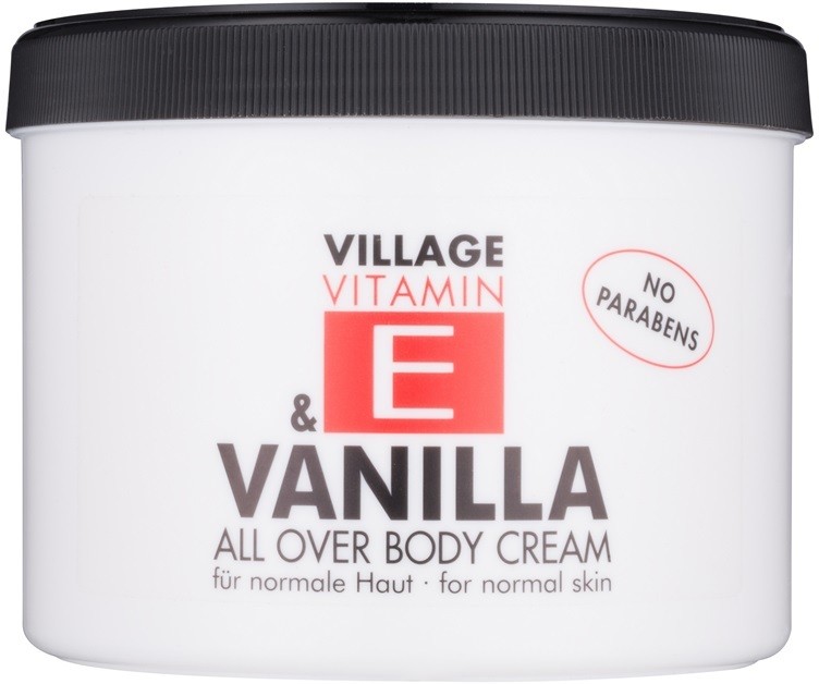 Village Vitamin E Vanilla testápoló krém parabénmentes  500 ml