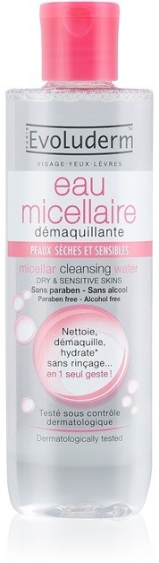 Evoluderm Micellar Water tisztító micelláris víz száraz és érzékeny bőrre  250 ml