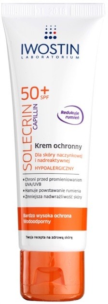 Iwostin Solercin Capillin bőrvédő krém érrendszeri problémák ellen SPF 50+  50 ml