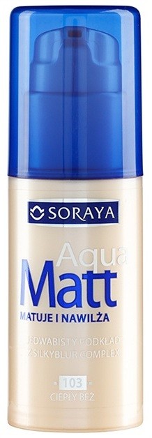 Soraya Aqua Matt mattító make-up hidratáló hatással árnyalat 103 Warm Beige 30 ml