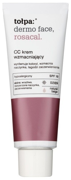 Tołpa Dermo Face Rosacal CC krém kivörösödése hajlamos bőrre SPF 10 árnyalat Natural Beige  40 ml