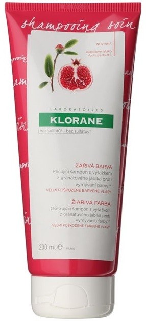 Klorane Pomegranate ápoló hajszínvédő sampon nagyon sérült festett hajra  200 ml