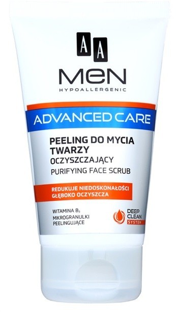 AA Cosmetics Men Advanced Care tisztító peelinges gél az arcra  150 ml