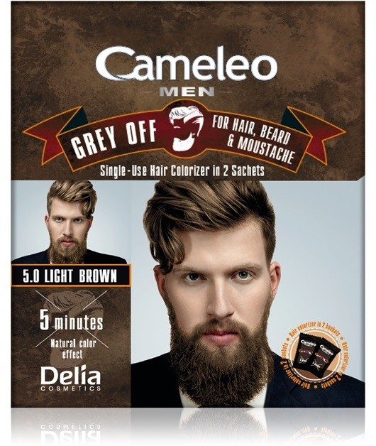 Delia Cosmetics Cameleo Men egyszeri mosással kimosható festék az ősz haj azonnali fedésére árnyalat 5.0 Light Brown 2 x 15 ml