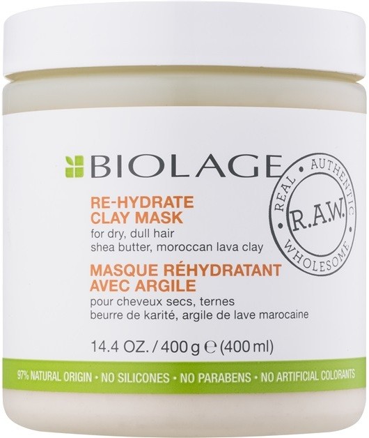 Biolage RAW Nourish agyagos maszk száraz és sérült hajra parabénmentes és szilikonmentes  400 ml