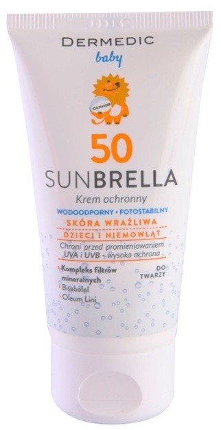 Dermedic Sunbrella Baby ásványi védő krém az arcra SPF 50  50 g