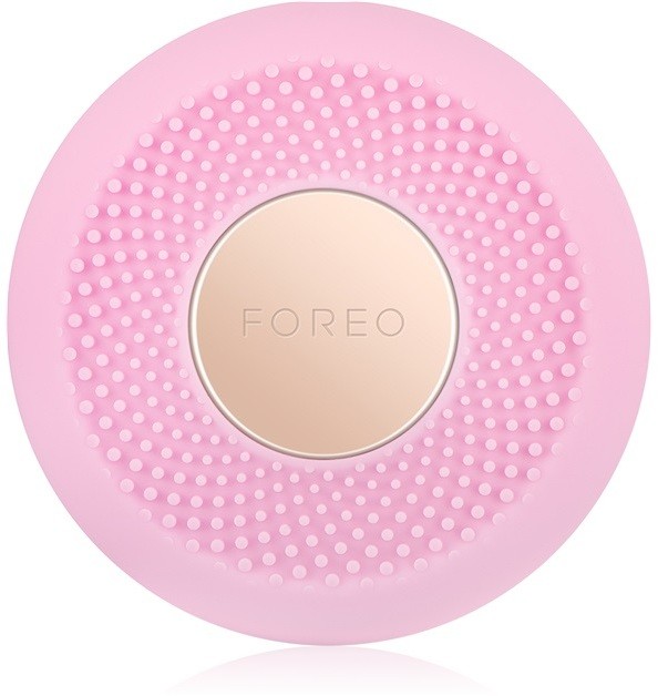 FOREO UFO™ Mini szónikus készülék az arcmaszk hatásának felgyorsítására  utazási csomag Pearl Pink