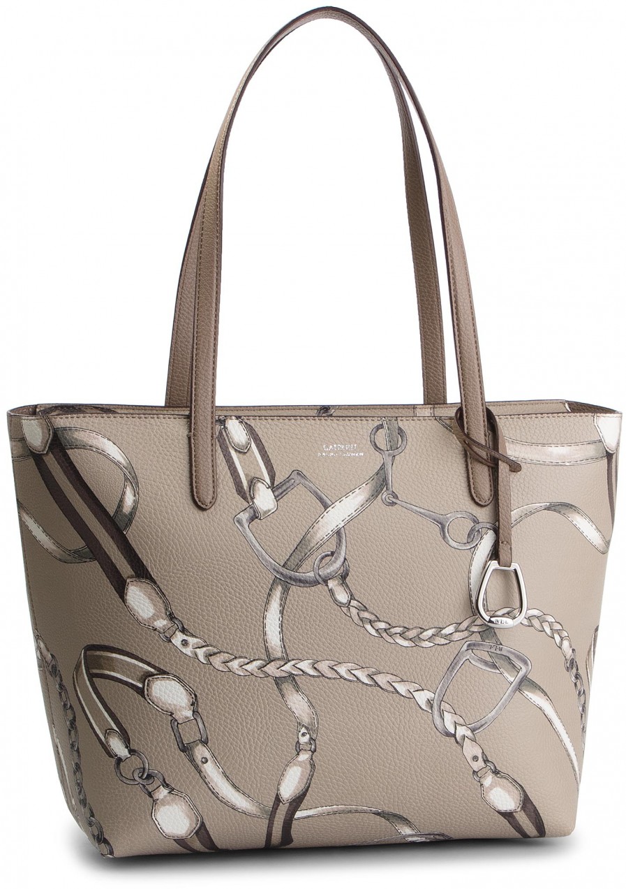 Táska LAUREN RALPH LAUREN - Top Zip Tote 431742101008 Alpaca Sig Belting/Taupe