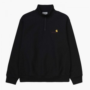 Carhartt Half Zip American Script I027014 BLACK galéria