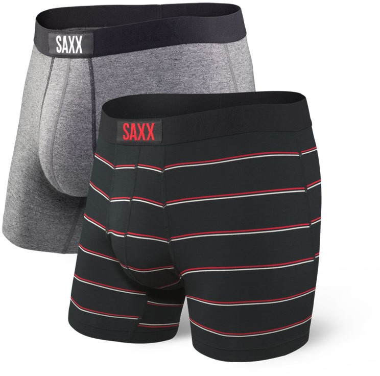 Saxx Vibe 2 Pack Boxer Brief Gray Shallow Stripe