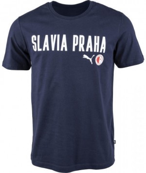 Puma Slavia Prague Graphic Tee DBLU Férfi póló, sötétkék, méret galéria