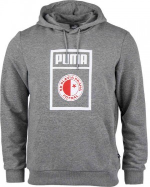 Puma SLAVIA PRAGUE GRAPHIC HOODY Férfi pulóver, szürke, méret galéria