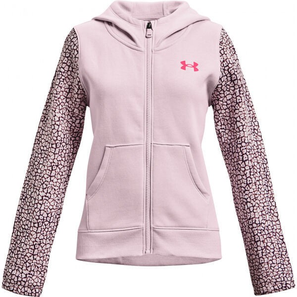 Under Armour RIVAL FLEECE FZ Lány pulóver, rózsaszín, méret