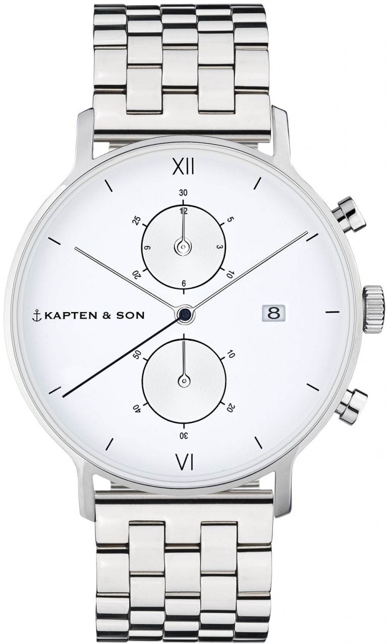 Kapten & Son Analóg órák 'Chrono Silver Steel'  ezüst