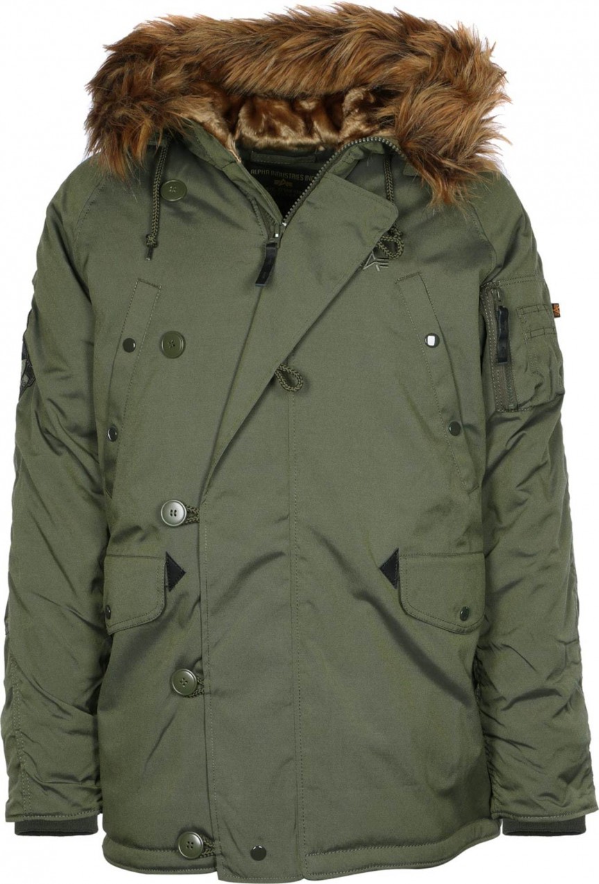 ALPHA INDUSTRIES Téli parka 'Explorer'  barna / olíva / piros / fehér