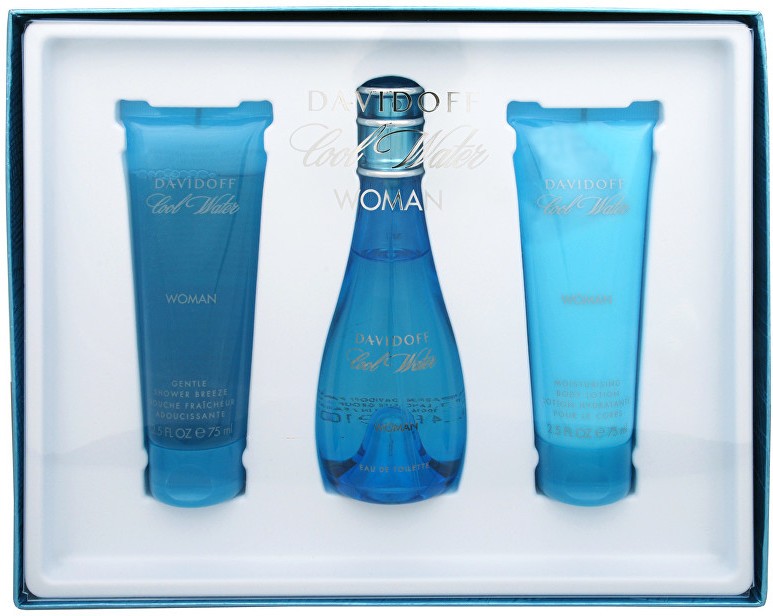 Davidoff Cool Water Woman - EDT 100 ml + testápoló 75 ML + tusfürdő 75 ml