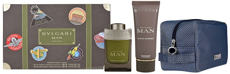 Bvlgari Man Wood Essence - EDP 100 ml + borotválkozás utáni balzsam 100 ml + kozmetikai táska