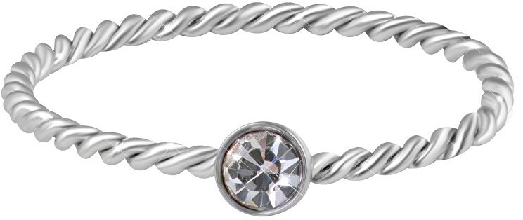 Troli Gyengéd csavart acél gyűrű színtiszta cirkónium kővel Silver 55 mm