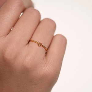 PDPAOLA Romantikus aranyozott ezüst gyűrű ROSÉ BLUSH AN01-192 56 mm galéria