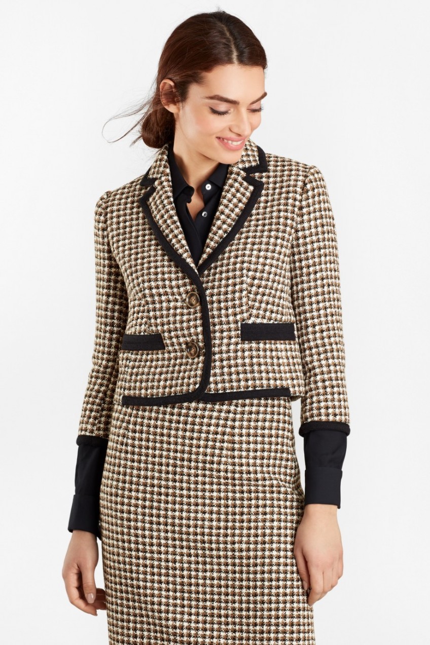 Zakó Brooks Brothers Checked Tweed Cropped Jacket