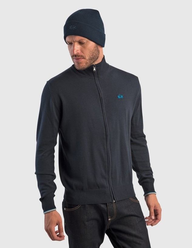 Pulóver La Martina Man Tricot Full Zip Gg12