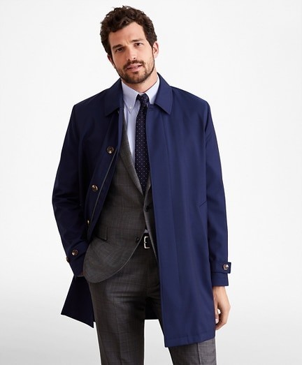 Kabát Brooks Brothers Out Gf Lw Wool Trench Blue Hthr