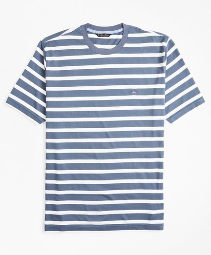 Póló Brooks Brothers Knt Ml Supima Stripe T-Shirt Navy