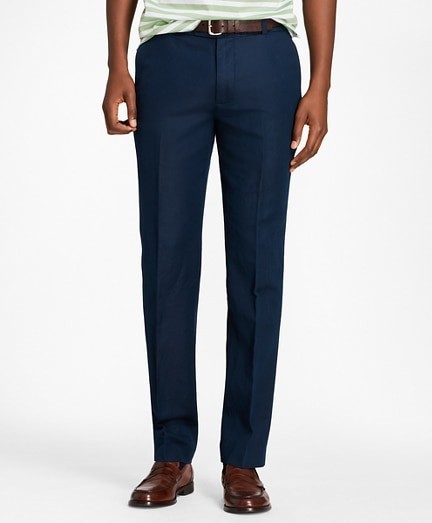 Nadrág Brooks Brothers Cbt Cotton/Linen Pant Milano Navy