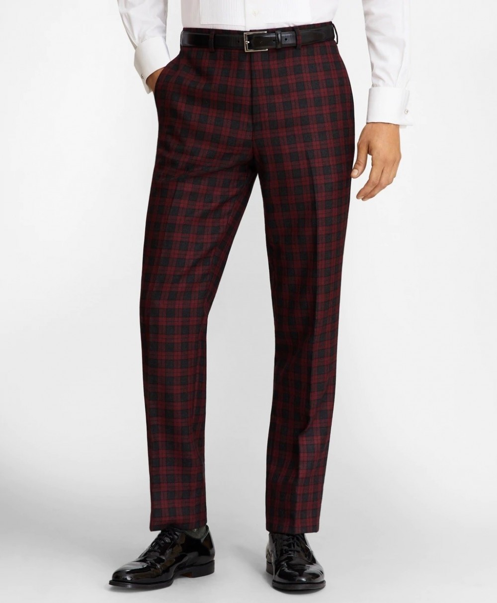 Nadrág Brooks Brothers Regent Fit Red Plaid Wool Trousers